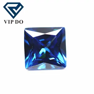Gemas de circonia cúbica de 3x3 mm-12 x 12mm, gemas sintéticas cuadradas de corte de princesa, forma cuadrada, L-zafiro azul/zafiro azul