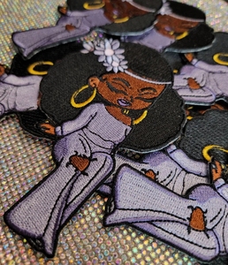 Venta caliente parche bordado Diseño personalizado ropa sombrero bajo Moq hierro en dibujos animados chica negra parches de bordado mágico personalizado - Product Image 2