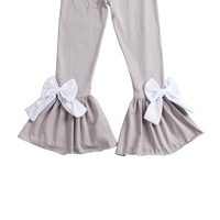 Tenues décontractées de Pâques pour filles, Robes à manches longues avec nœud et volants, Poches, Pantalons cloche gris, Vêtements pour bébés