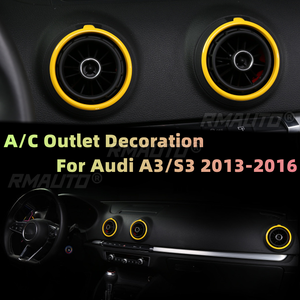 4PCS Air Outlet Circle Cover Central Console A/C <b>Frame</b> Interior Accessories Vent Decoration for Audi <b>A3</b> S3 2013-2016 Car Styling - Product Image 1
