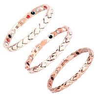 Bracelet magnétique de santé bio 4-en-1 en acier inoxydable 316L couleur rose, bijou magnétique tendance pour le soulagement de la douleur et l'énergie - Prix le plus bas