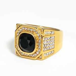 Fabricantes Ventas Directas Europa y los Estados Unidos domenical full Shine hombres anillo de acero de titanio grupo grande inserción ZIRCON Hip- - Product Image 3