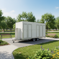 Toilettes et douches mobiles de luxe modernes à 5 postes, portables, avec réservoirs en acier inoxydable, design écologique pour le camping en plein air