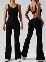 Nouvelle combinaison longue sans couture style européen et américain, dos nu, en Spandex/Nylon, effet galbant fessier, pour le sport
