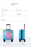 Valise à roulettes universelle pour enfant de 18 pouces avec serrure à code, motif dessin animé, cabine 3D en ABS PC, sac à bagages pour cadeau, chat, éléphant, rose