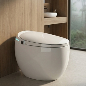 Toilette Intelligente Domestique Entièrement Automatique Multifonctionnelle avec Design en Forme d'Œuf, Sans Réservoir, à Siphon en S, et Télécommande - Product Image 1