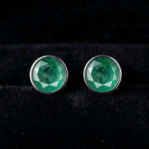 Pendientes de Plata de Ley 925 con Circonita Cúbica Verde Esmeralda, Diseño de Copa, para Mujeres y Niñas, Venta al Por Mayor - Product Image 3