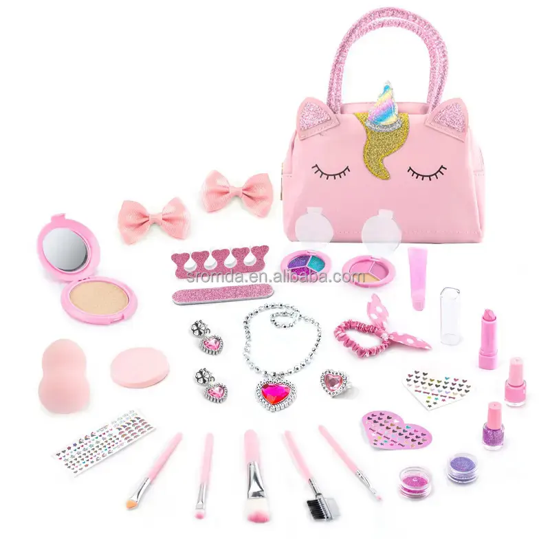 Hoge Kwaliteit Make-Up Speelgoed Voor Meisjes Wasbare Cosmetische Make-Up Set Kinderen Doen Alsof Spelen Cosmetische Koffer Voor Verjaardagscadeaus