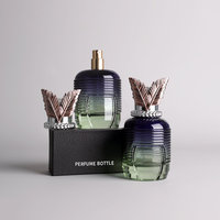 Flacon de parfum de luxe en verre 50 ml, vide, rechargeable, avec pulvérisateur à pompe à sertir, pour marque de niche, sérigraphie