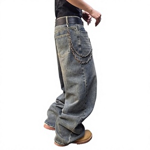 Vaqueros anchos holgados para mujer, talla grande, de mezclilla lavada a la piedra, estilo urbano, corte holgado, largo completo, cintura media, cierre de botones - Product Image 1
