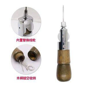 Wood Handle Leather Stitching <b>Tool</b> Diy <b>Hand</b> Sewing Machine For Leather Craft Punching And Sewing Equipment - Product Image 4