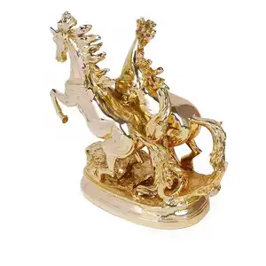 รูปปั้นม้าทำจากเรซิ่นสำหรับครอบครัว,ประติมากรรมสีทองที่มีชื่อเสียงในร่มสำหรับตกแต่งบ้าน