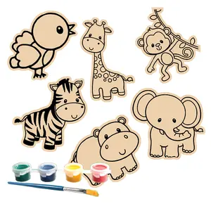 儿童绘画工艺动物木片儿童颜色未完成的木制品用品