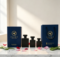 Vente en gros de flacons de parfum vides en verre de la marque Fairy, 30 ml/50 ml/100 ml avec pulvérisateur à pompe, boîte estampée à chaud, modèle FR653-2