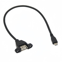 Kabel Panel Mount Micro USB ke USB A Female, Kabel Ekstensi Micro 5pin Male ke USB 2.0