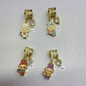 CZ9396 Breloques en émail de personnage de dessin animé Labubu Monster Bunny, fournitures de bijoux <span class=keywords><strong>pour</strong></span> pendentifs de colliers et bracelets DIY - Product Image 5