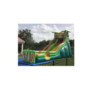 Thương mại <span class=keywords><strong>Tiki</strong></span> đảo màu xanh lá cây nhiệt đới cây cọ Bouncer trượt sân sau <span class=keywords><strong>Inflatable</strong></span> khô trượt cho trẻ em Người lớn - Product Image 5