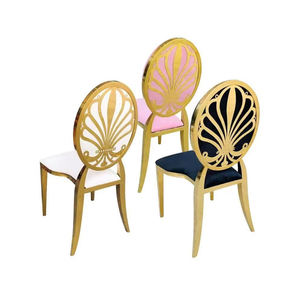 Chaises de réception rondes à motif pour événements, mariages, salles à manger modernes, chaises de banquet de mariage, chaise en acier inoxydable dorée - Product Image 1