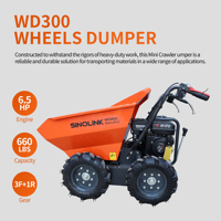 Mini-dumper de jardin à quatre roues motrices, auto-alimenté, moteur à essence 6,5 CV, capacité 300 kg - 500 kg, à vendre