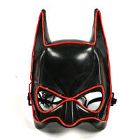 Masque de Halloween Batman à moitié visage, rechargeable, lumineux à LED, avec fil EL, en PVC, décoratif