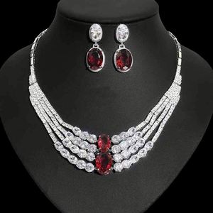HIBRIDE délicat or blanc couleur ronde zircon cubique collier de mariage boucle d'oreille ensemble femmes mariée mode bijoux ensembles N-1220 - Product Image 3