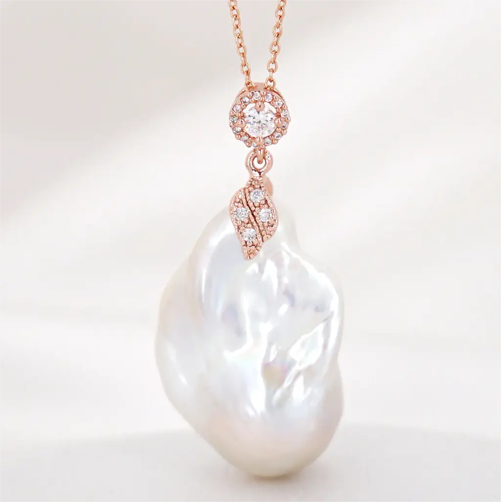 ZYO bijoux fins tempérament irrégulier d'eau douce baroque perle charme incrusté or zircon bijoux pendentif collier