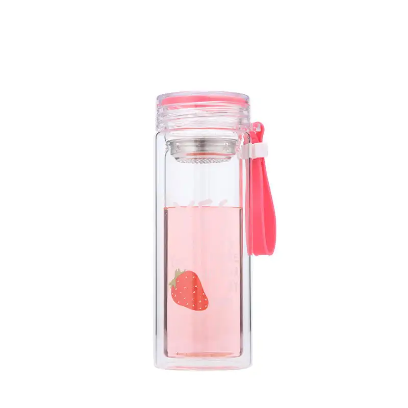 350ml all'ingrosso personalizzato Private Label chiaro borosilicato infusore di vetro bottiglia di acqua potabile