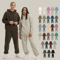Sweat-shirt et pantalon de survêtement en molleton brossé en mélange coton-polyester 700g, style streetwear hiver, coupe oversize, personnalisable, pour homme, poids lourd, 25 couleurs, OEM