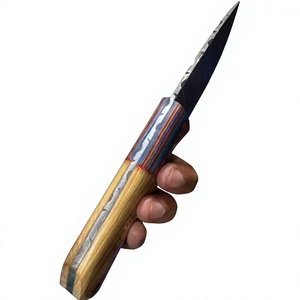 Couteau de camping à lame fixe en acier Damas avec manche en bois Pakka 20 cm, couteau de survie DIY pour l'extérieur - Product Image 2