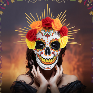 Nouveau jour mexicain des morts fleur diable Halloween masque fête vacances fournitures mascarade habiller Cosplay squelette masque - Product Image 3