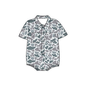 Nuevo Diseño de Ropa para Bebés Niños al por Mayor, Camisa de Manga Larga con Estampado de Camuflaje de Caza, Mameluco con Bolsillo - Product Image 3