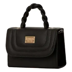 Sac bandoulière pour femme Fana Ruby, cuir PU noir, chaîne dorée, style minimaliste, usage quotidien estival - Product Image 1