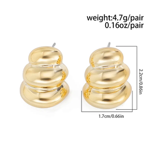 1 Par de Aretes de Acero Inoxidable 304 con Baño de Oro de 18K, Estilo Simple, Geométricos Irregulares, para Mujer, Joyería de Moda Diaria - Product Image 5