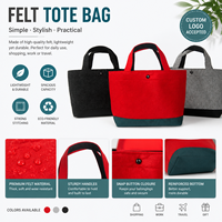 Sac fourre-tout en feutre personnalisé avec logo, blocs de couleur, boutons-pression, réutilisable, robuste, grande capacité, pour le shopping quotidien