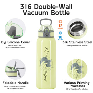 Botella de Agua Aislada al Vacío de Acero Inoxidable de Doble Pared de 24 oz 700 ml 315 - Product Image 3