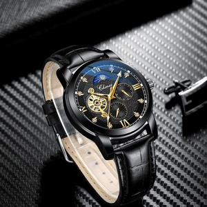 Montre mécanique automatique de luxe CHENXI pour homme, bracelet en cuir, cadran ajouré, verre luminescent, aiguilles en acier inoxydable - Product Image 5