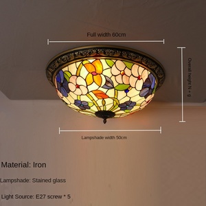 European Mediterranean Pastoral Style Sitting Room Creative Modern Tiffany <b>Ceiling</b> Lamp with Acrylic Cover for Home <b>Lighting</b> - Product Image 5