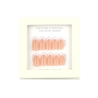 Boîte de rangement pour 30 faux ongles en acrylique, boîte cadeau magnétique, étiquette privée, style français, forme amande, longueur moyenne, pour adolescentes