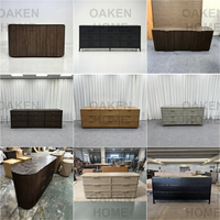 Commode à 9 tiroirs en chêne OAKEN pour chambre à coucher avec plateau en pierre de travertin gravée à l'alcaline, meuble de rangement moderne pour salon