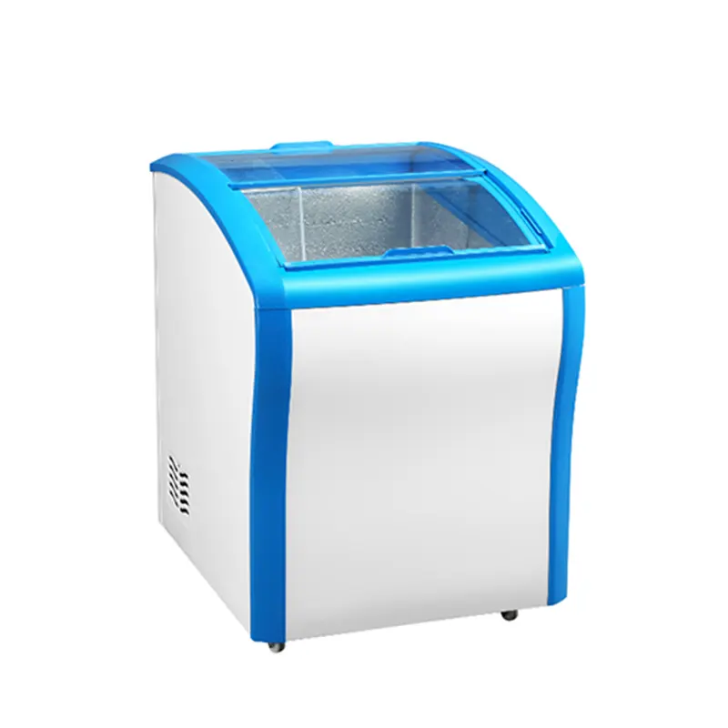 湾曲ガラスドアアイスクリーム冷凍庫小容量業務用電化製品100Lポータブル工場価格