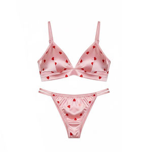 Heißer Topseller: Großhandel Dessous-Set für Damen – Transparentes Langarm-Bralette mit String, romantisch bedruckte Nachtwäsche - Product Image 2