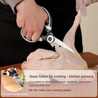 Ciseaux de cuisine professionnels écologiques en acier inoxydable pour couper les oiseaux, les légumes, la viande, les poulets, les os, les poissons, ouvrir les bouteilles de bière