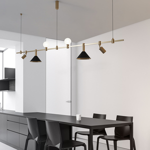 Minimalist Vintage Gold Chandelier Multi-Head Dimmable LED Customizable Brass Track <b>Lighting</b> for Restaurant - Product Image 1