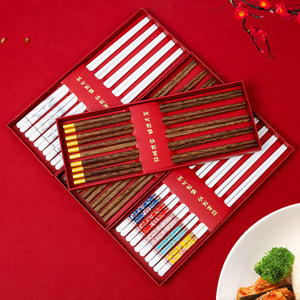 Baguettes en céramique pour la maison, une baguette par personne, baguettes porte-bonheur, coffret cadeau de baguettes porte-bonheur, rouge de grande valeur - Product Image 1