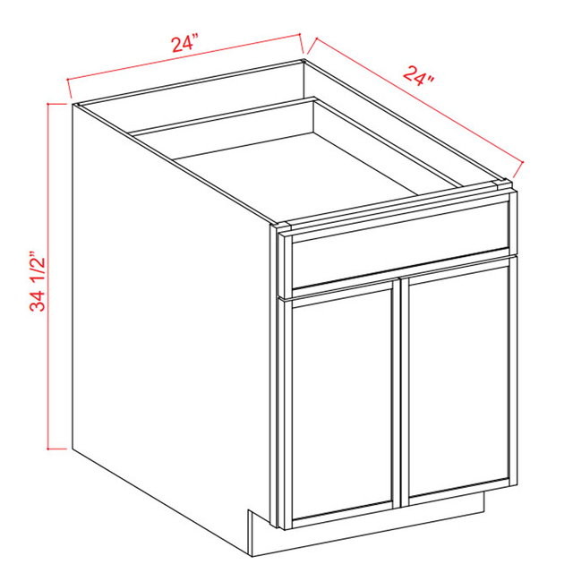 Assembled Kitchen Cabinets B24 Base Cabinet Pre Assembled 24 Inch 2 Door 1 Drawer Shaker Solid Wood Bathroom Vanity Cupboard