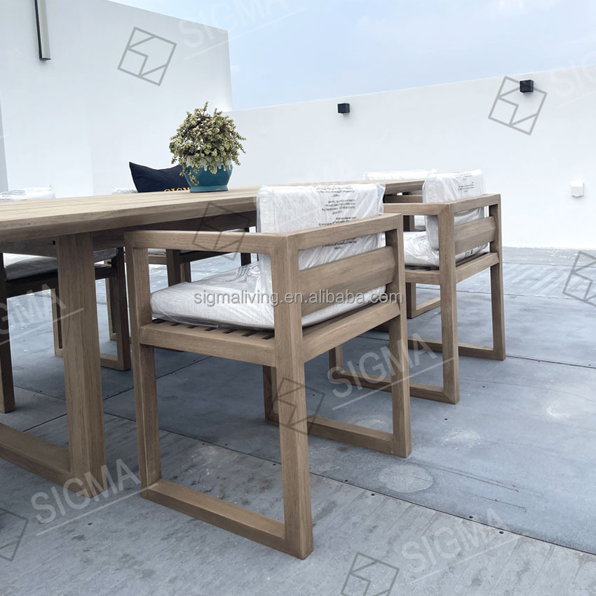 Luxury Teak Wood Frame Patio Outdoor Furniture Garden Sofa Set Hotel Courtyard Outdoor Sofa Teak Sofas