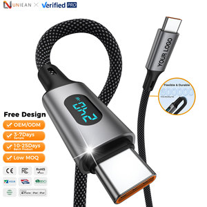 Câbles de données UNIEAN en silicone USB-C vers USB-C 480 Mbps 2.0 à affichage numérique pour <span class=keywords><strong>iPhone</strong></span>, vente en gros d'usine, charge rapide - Product Image 1