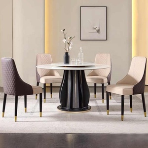 Ánh sáng sang trọng tự nhiên supercrystalline đá bảng với bàn xoay cao cấp hiện đại Thiết kế rắn gỗ bàn tròn - Product Image 2