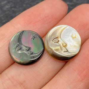 Tendance de la mode 15mm <span class=keywords><strong>camée</strong></span> coquille blanche sculpté à la main nacre visage de lune - Product Image 2