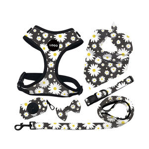 2025 nuevo conjunto de arnés de lujo personalizado para perros y gatos, collar de correa transpirable ajustable para mascotas, arnés de moda para mascotas con estampado de etiqueta privada - Product Image 3